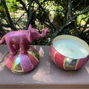 Glittery Pink Elephant Candle Holder